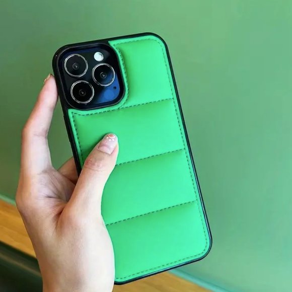 CASELY iPhone 14 PRO MAX Hard Shell Case Puffer Solid PINK WHITE BLACK GREEN NEW - Picture 5 of 12